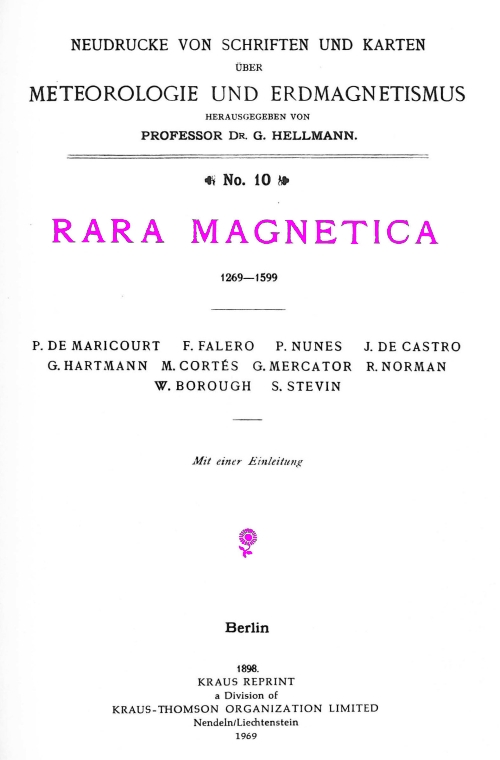 Hellmann - 1898 - Rara Magnetica 1269-1599